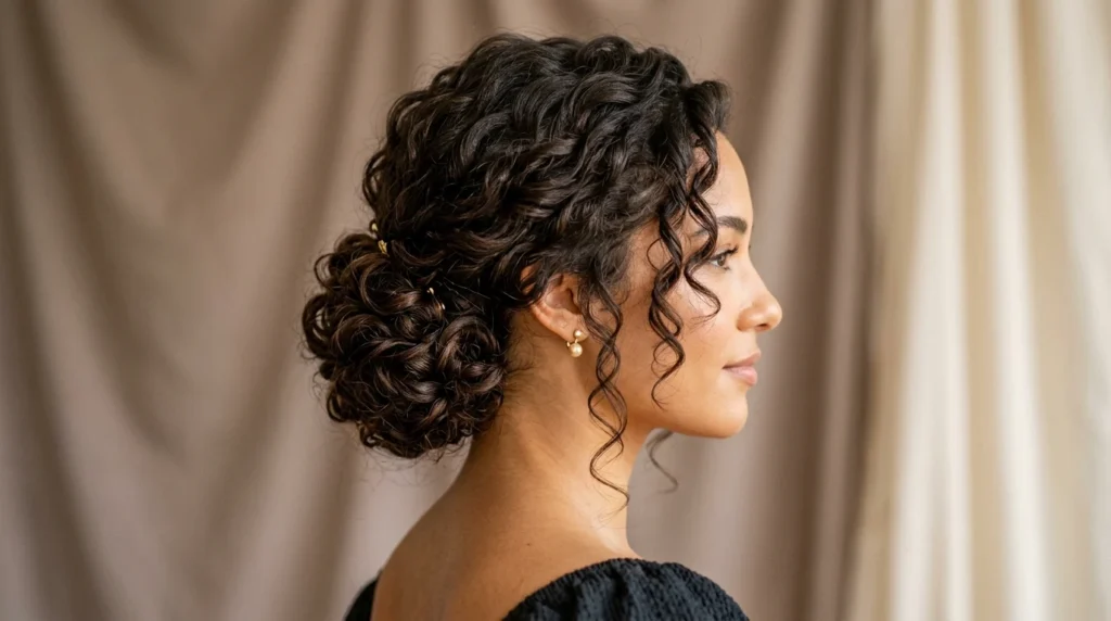 elegant updos for curly hairstyles