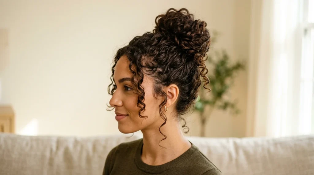 elegant updos for curly hairstyles