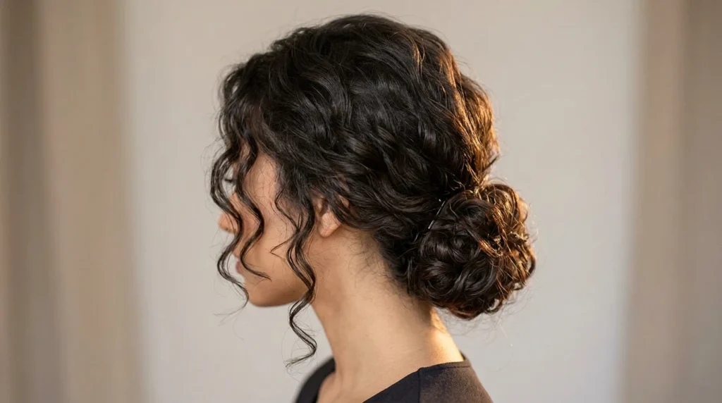 elegant updos for curly hairstyles