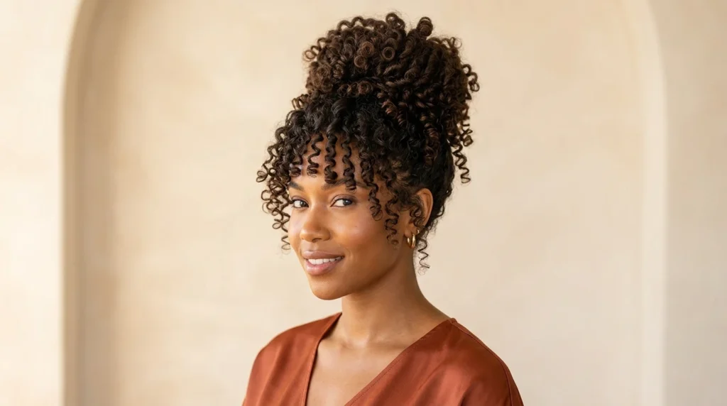elegant updos for curly hairstyles