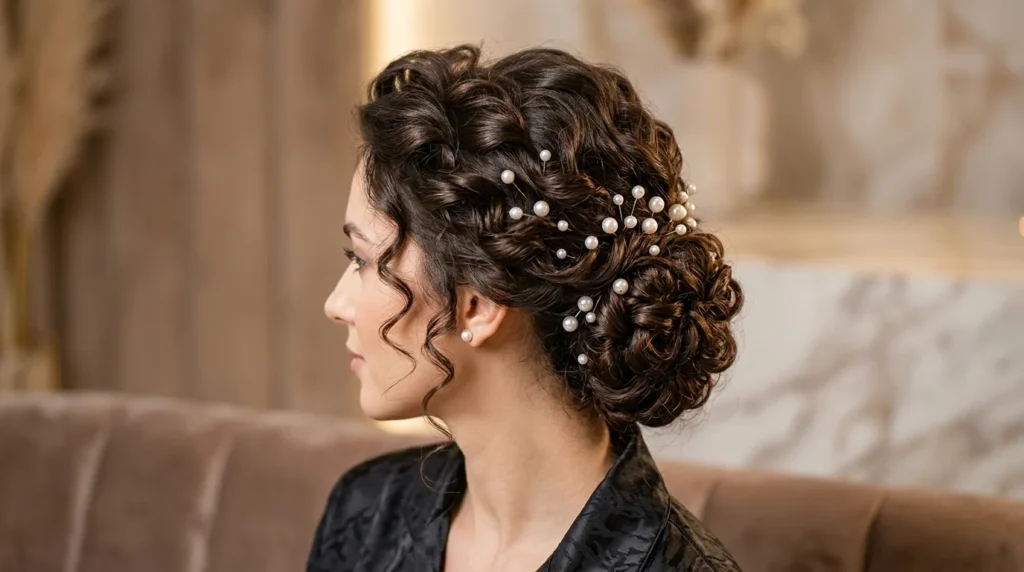 elegant updos for curly hairstyles