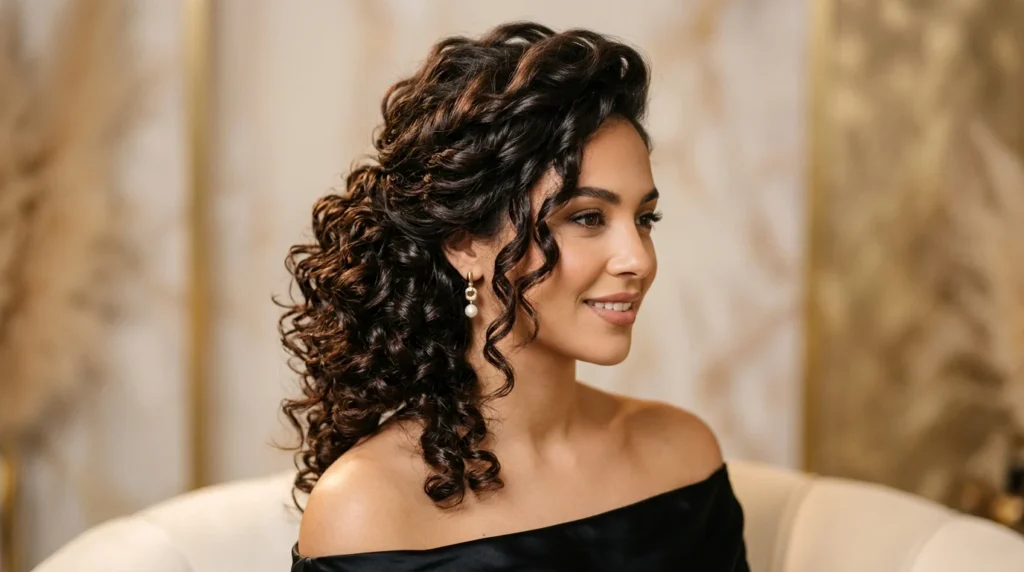elegant updos for curly hairstyles