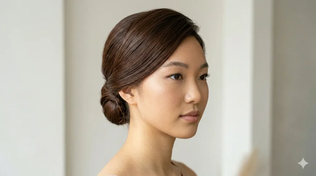 sleek low bun