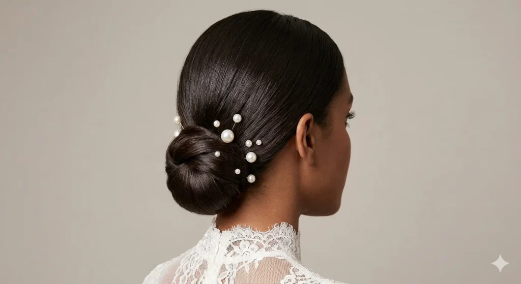 sleek low bun