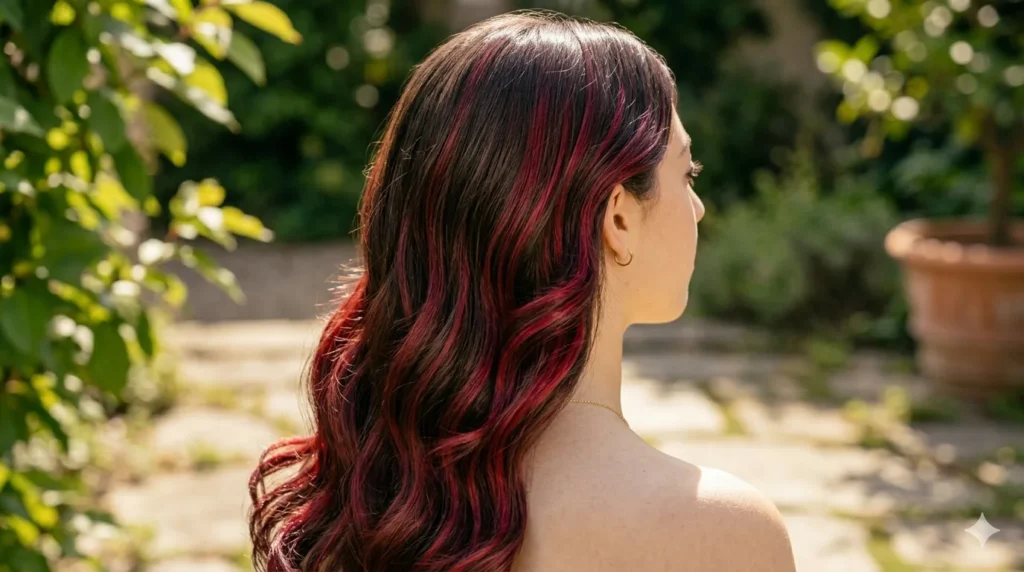 Ways To Wear Red Highlights in Brown Hairs