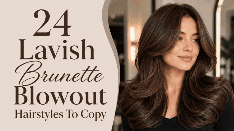 lavish brunette blowout hairstyle