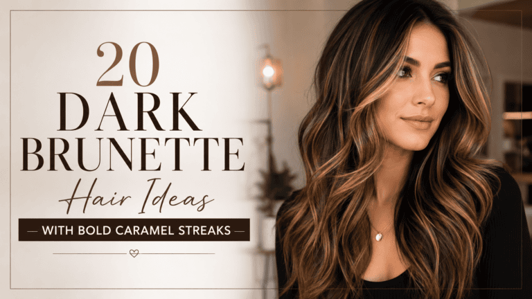 dark brunette with bold caramel streaks