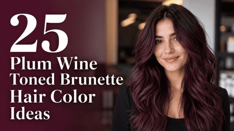 plum wine toned brunette hair color