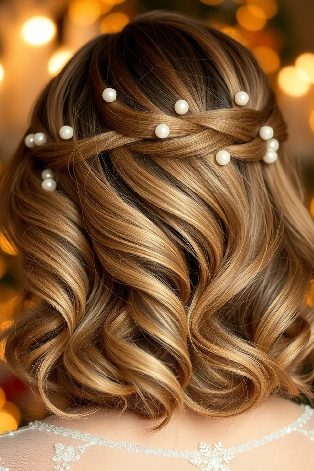 Pearl Embellished Waves - Christmas Party Hairstyles