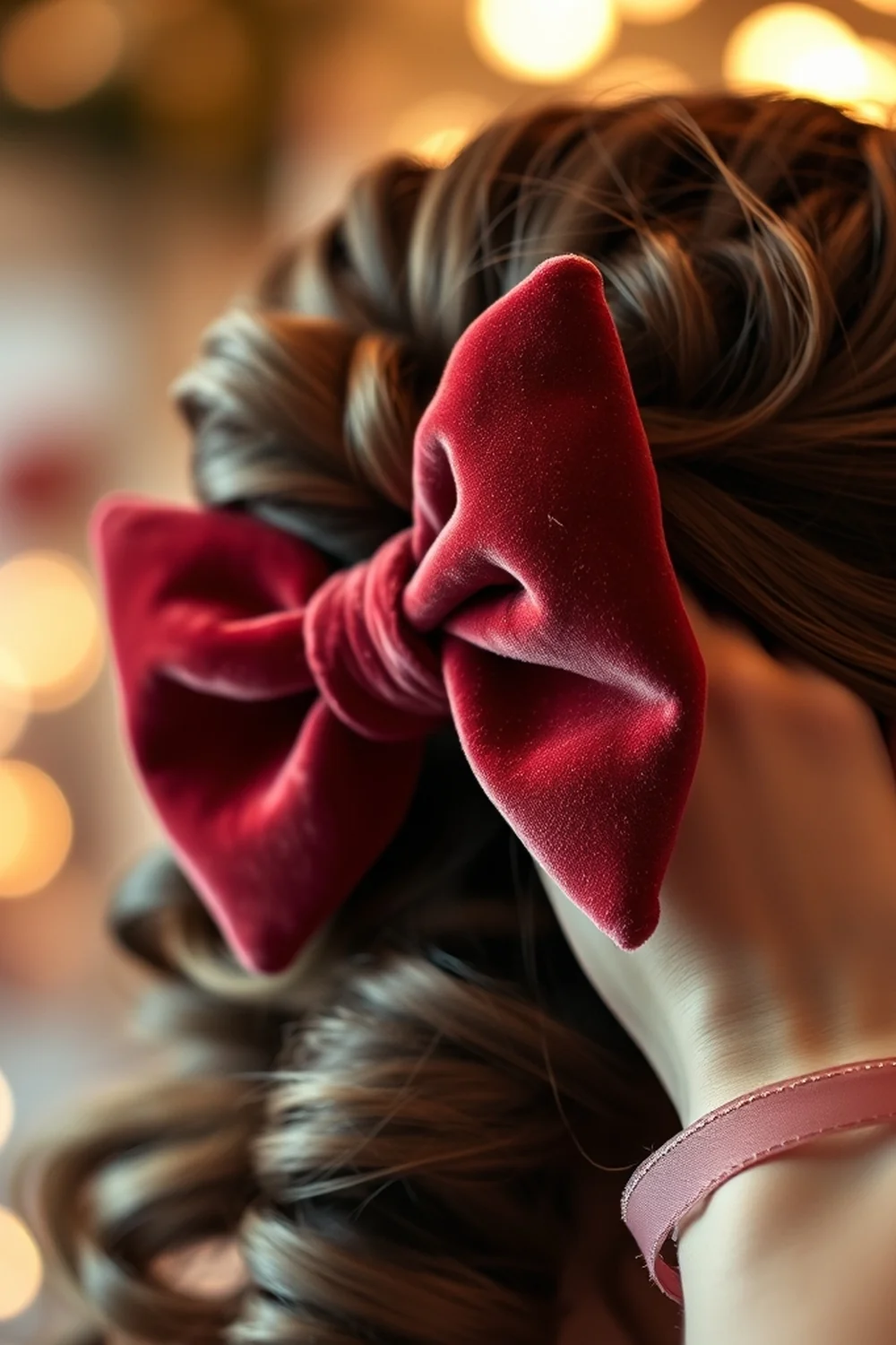 Velvet Bow Half-up - Christmas Party Hairstyles