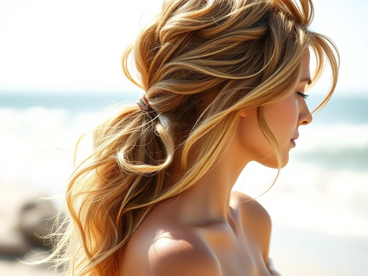 Messy Beach Wave Ponytail - easy summer hairstyles