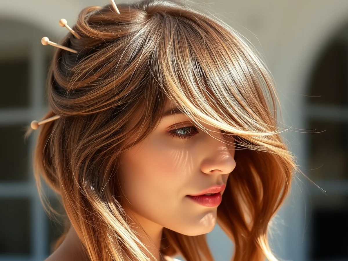 Pinned Back Bangs Half-Up - easy summer hairstyles