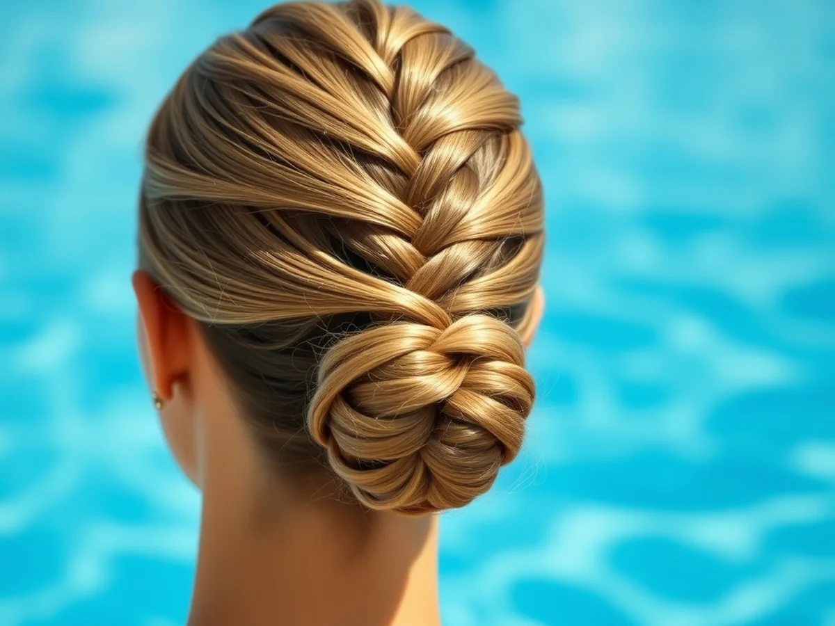 Backwards Braided Bun - hairstyles for the pool