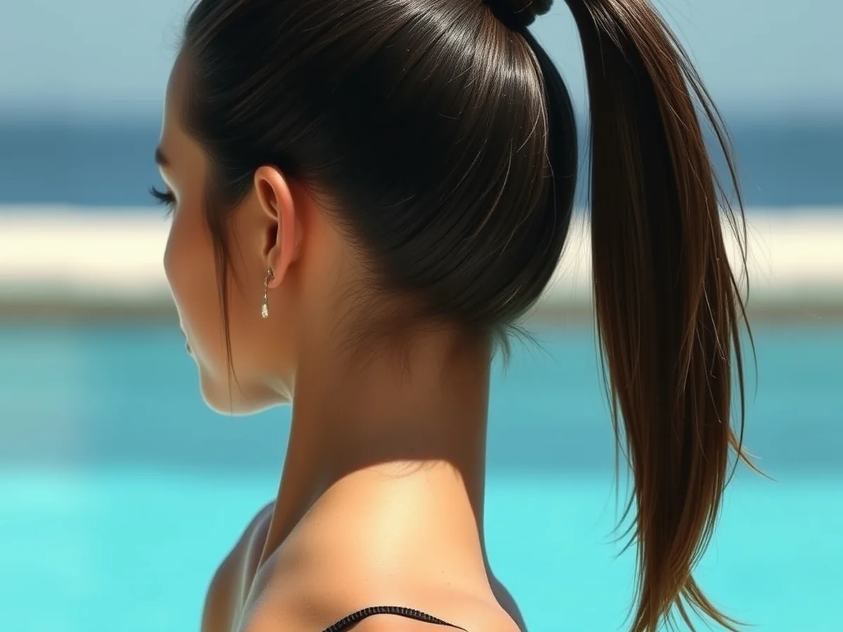 High Ponytail Style - hairstyles for the pool