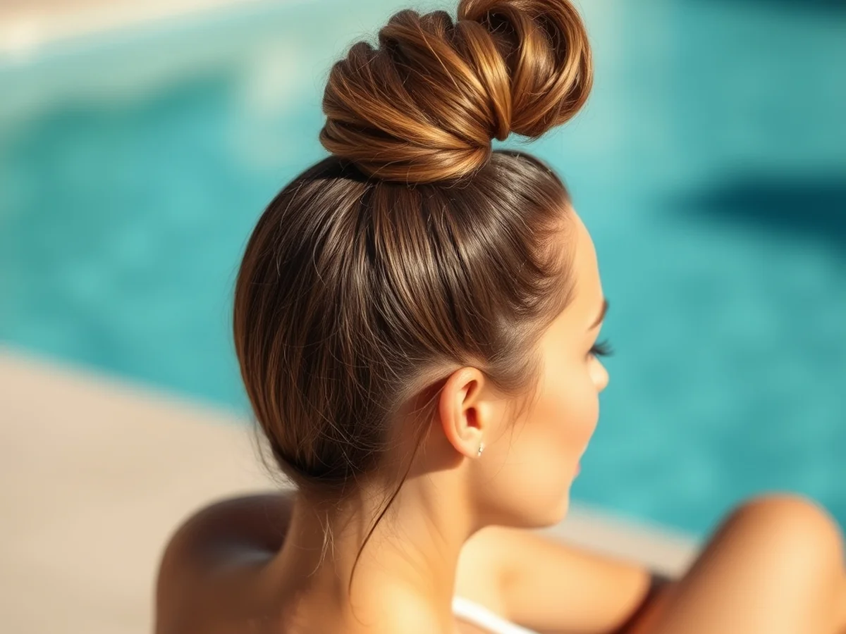 Secured Top Knot - hairstyles for the pool