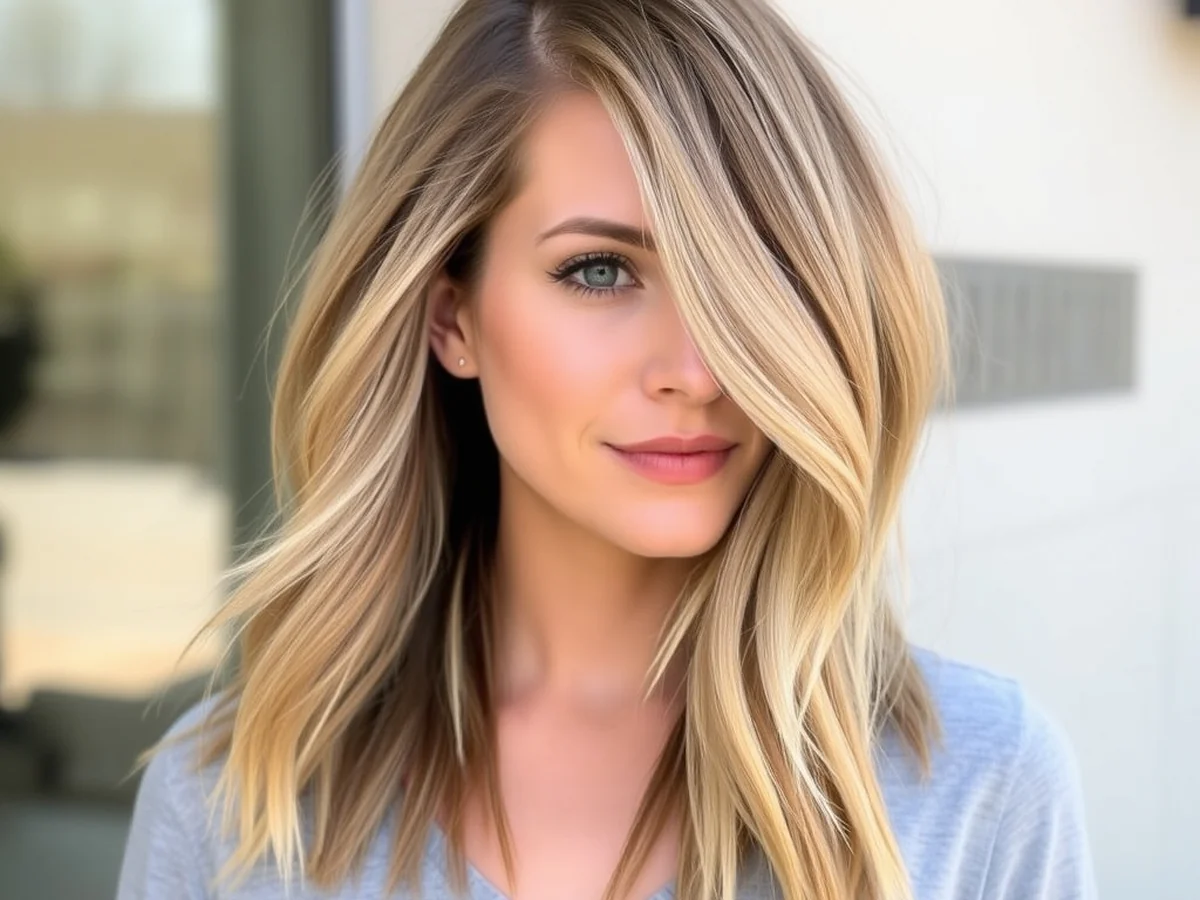 Asymmetrical Honey Blonde Lob - honey blonde lob haircut