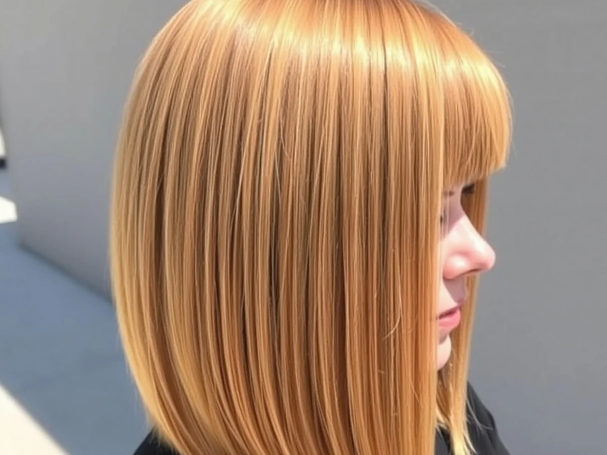 Golden Honey Blunt Cut - honey blonde lob haircut