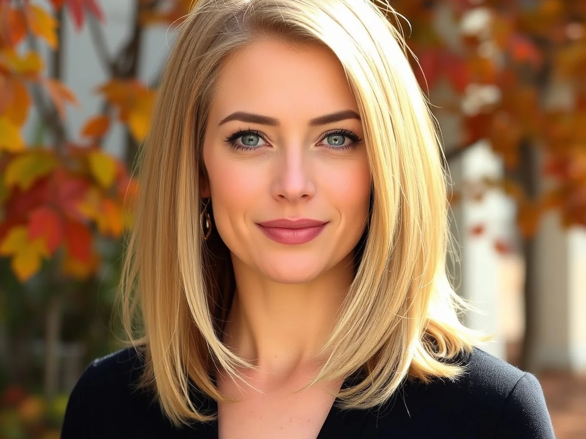 Round Face Honey Lob - honey blonde lob haircut