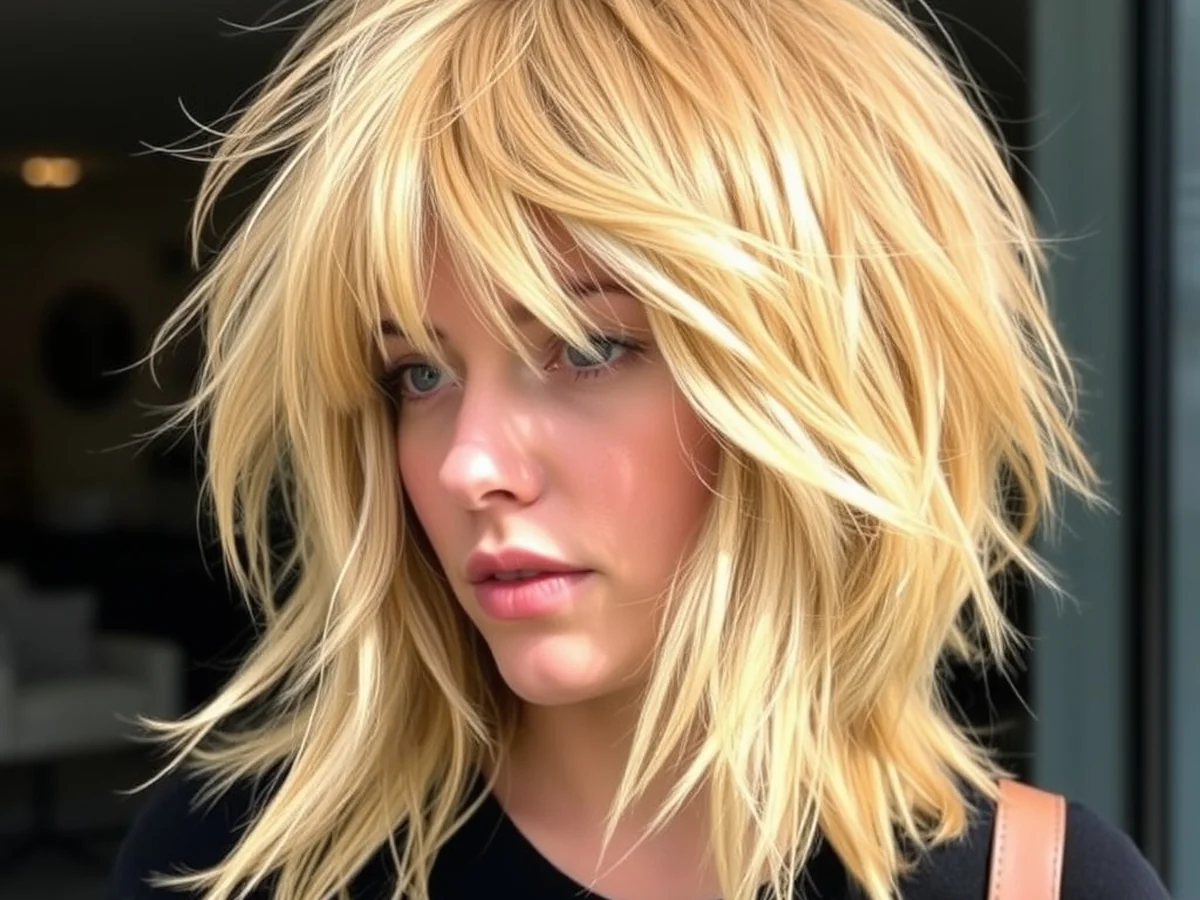 Shaggy Honey Blonde Lob - honey blonde lob haircut