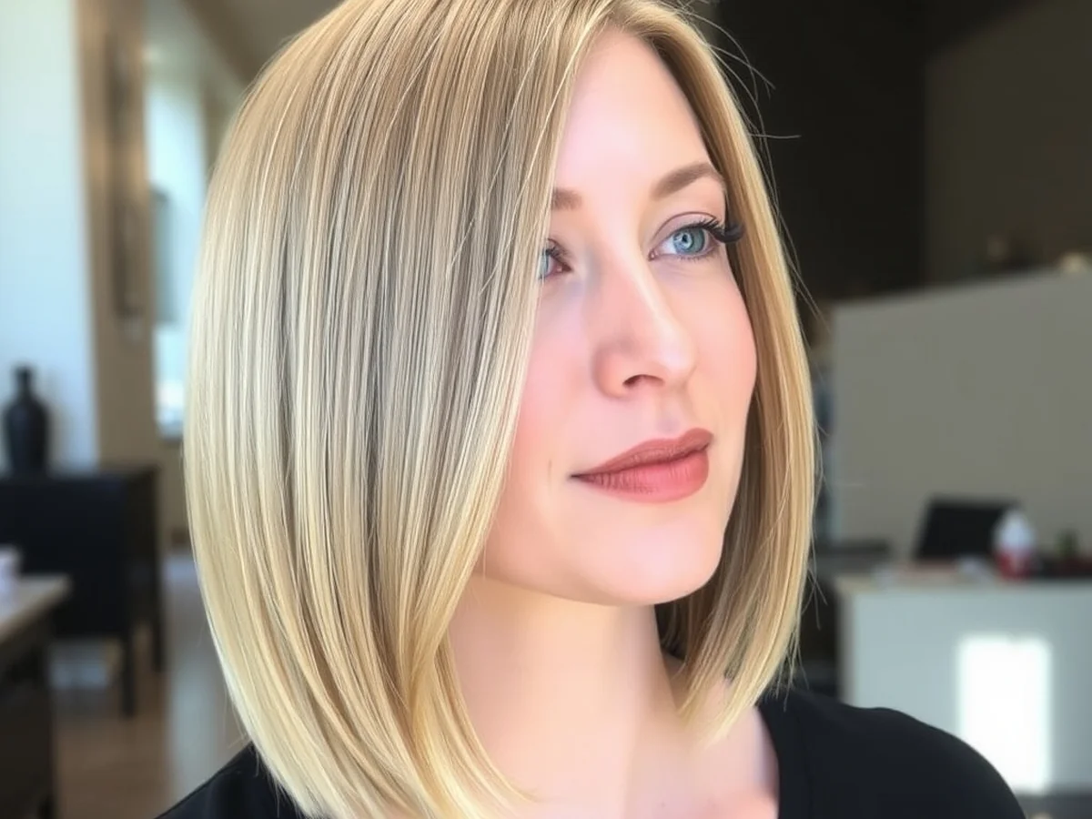 Shoulder Grazing Honey Lob - honey blonde lob haircut