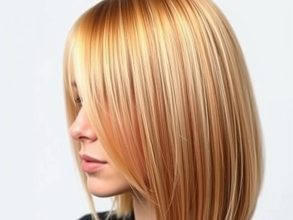Straight Sleek Honey Lob - honey blonde lob haircut