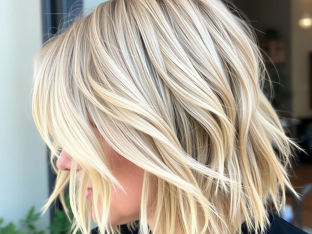 Textured Honey Blonde Lob - honey blonde lob haircut