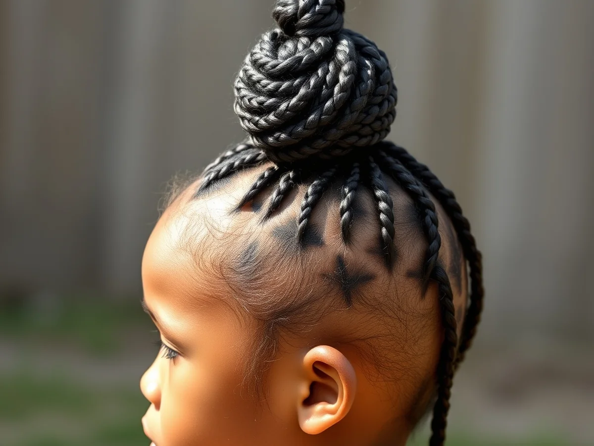 Braided Top Knot - kids cornrow hairstyles