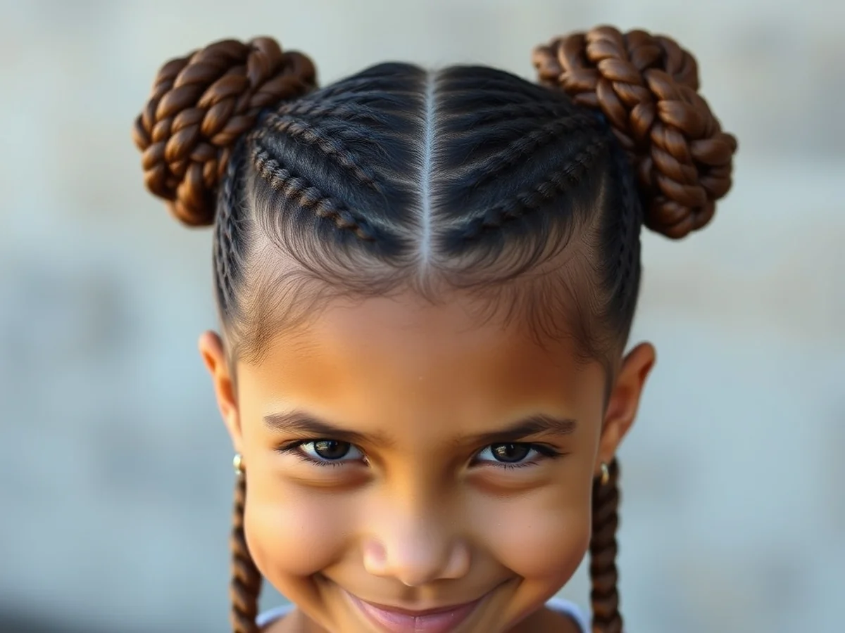 Double Bun Braids - kids cornrow hairstyles