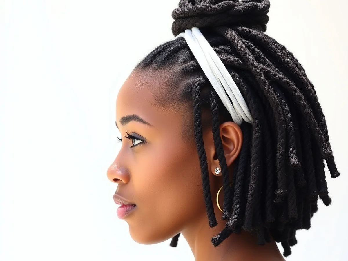 Faux Locs Half-Up - shoulder length locs hairstyle