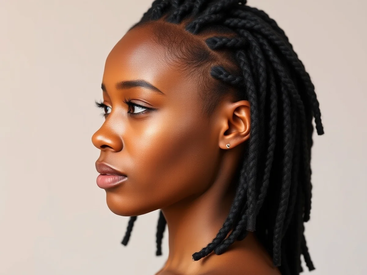 Pinned Back Sides - shoulder length locs hairstyle