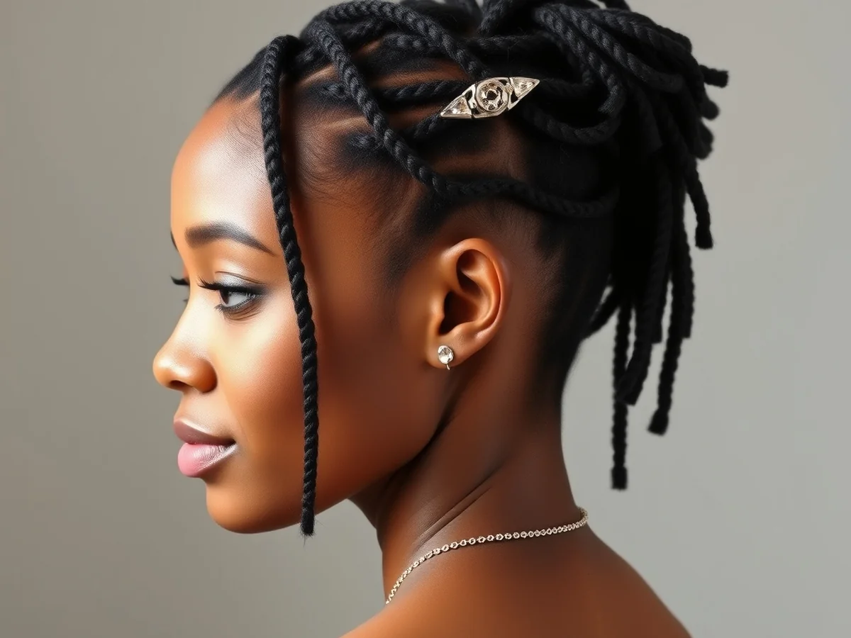 Pinned Shoulder Length Locs - shoulder length locs hairstyle