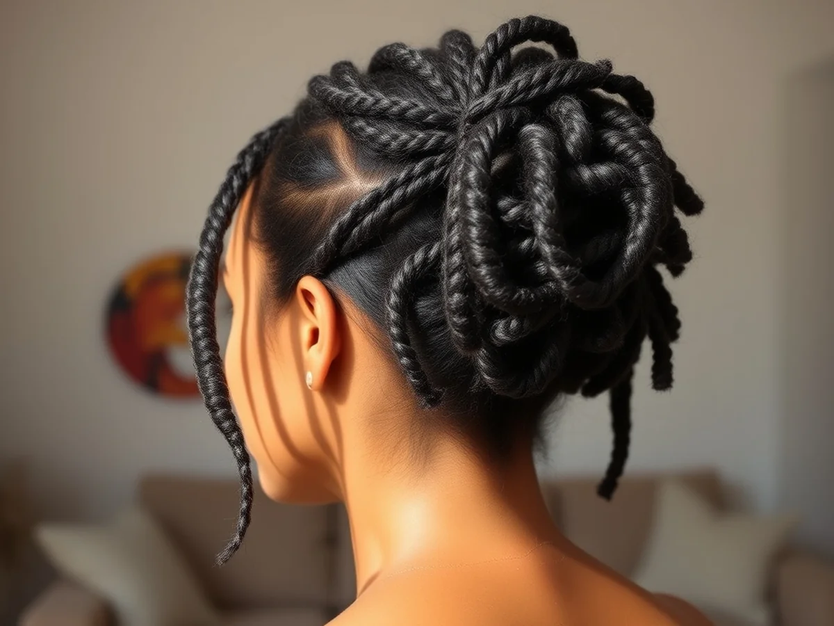 Simple Half Updo - shoulder length locs hairstyle