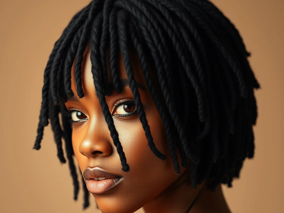 Twisted Loc Bangs - shoulder length locs hairstyle