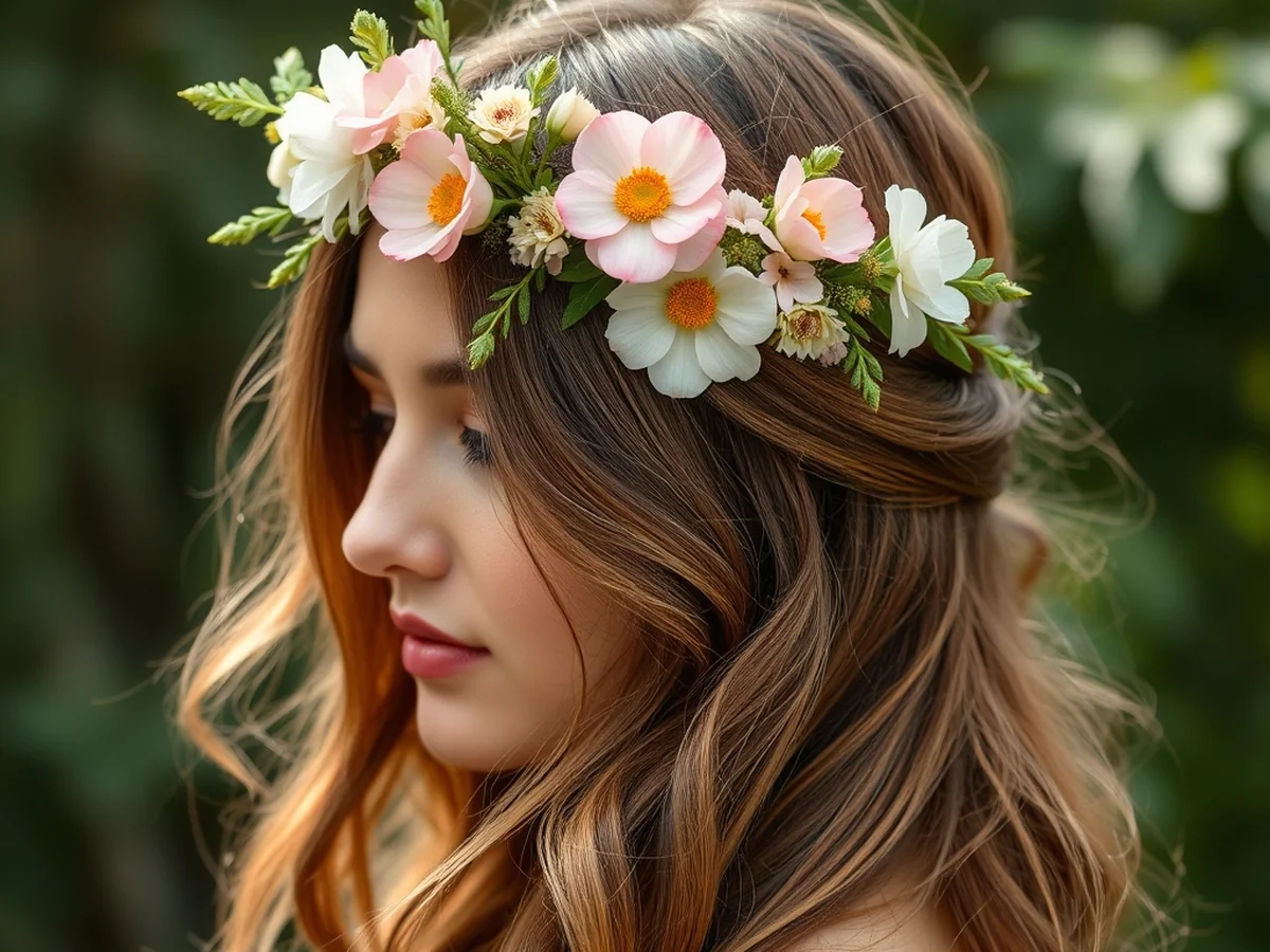 Floral Crown Styling - women bridemaids hairstyles