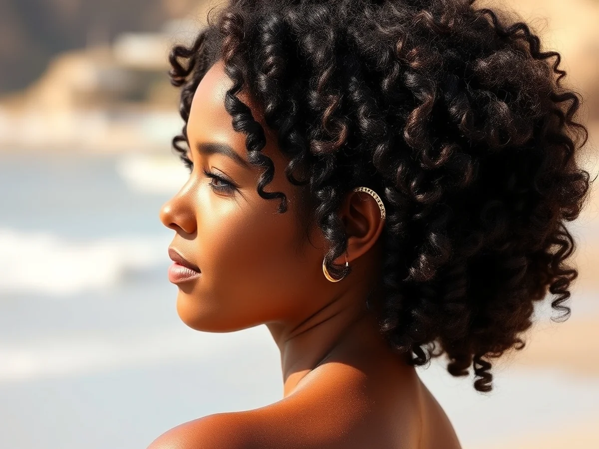 Pinned Back Curly Waves - women curly hairstyles