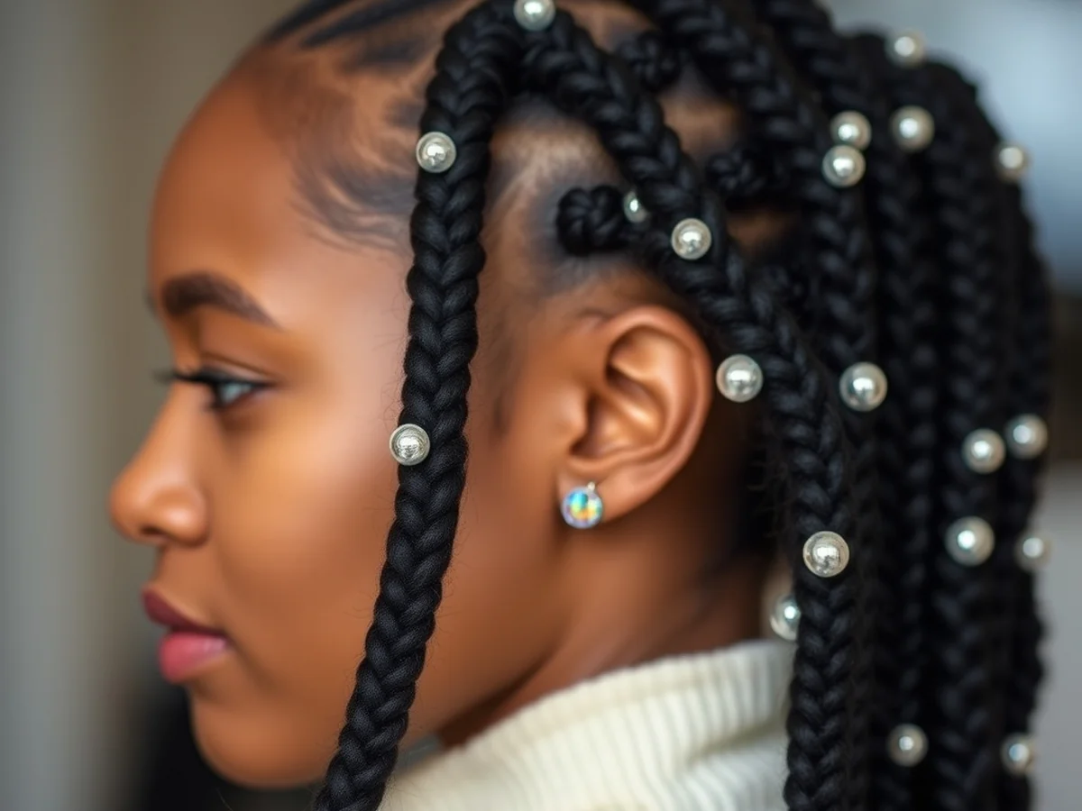 Knotless With Beads - women knotless braids