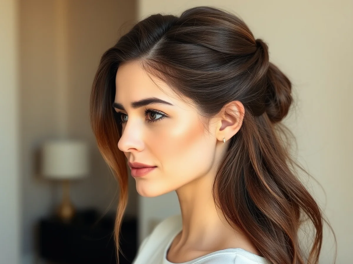 Half Up Styles - women long hairstyle