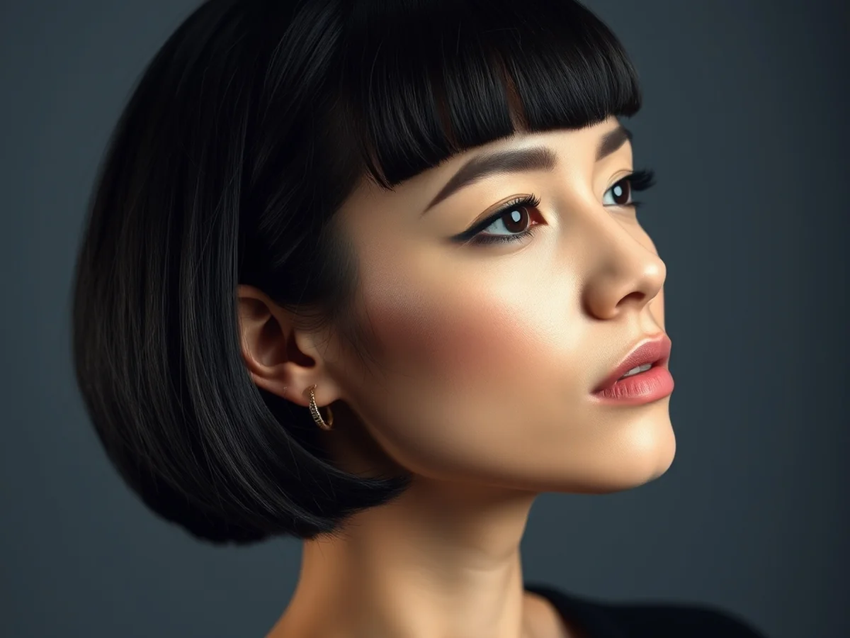 Micro Bob With Fringe - women micro bob hairstyles