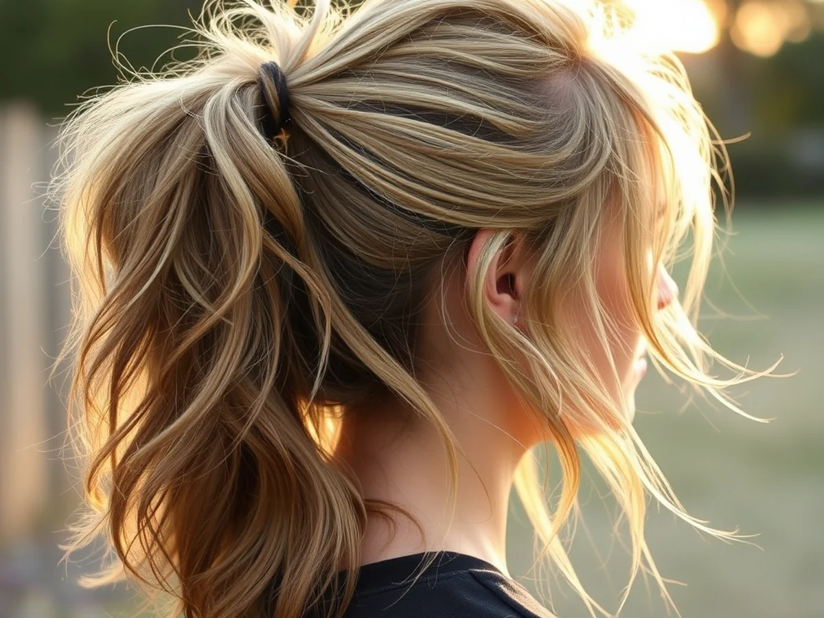 Textured Messy Ponytail - women ponytail hairstyles