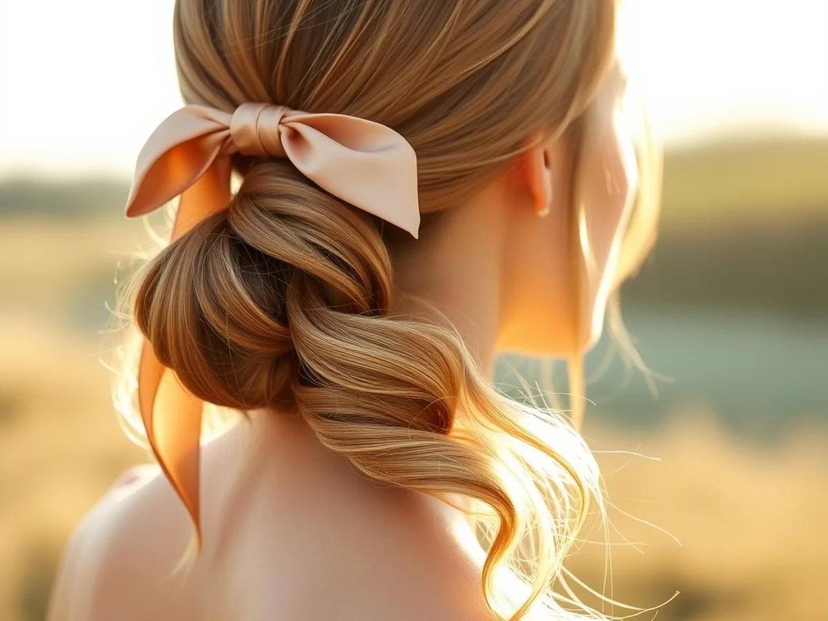 Ribbon-Tied Low Ponytail - bridesmaid hairstyles ideas