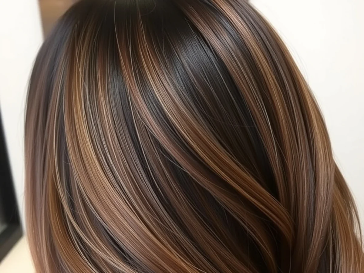 Dark root smudge - caramel balayage hair color