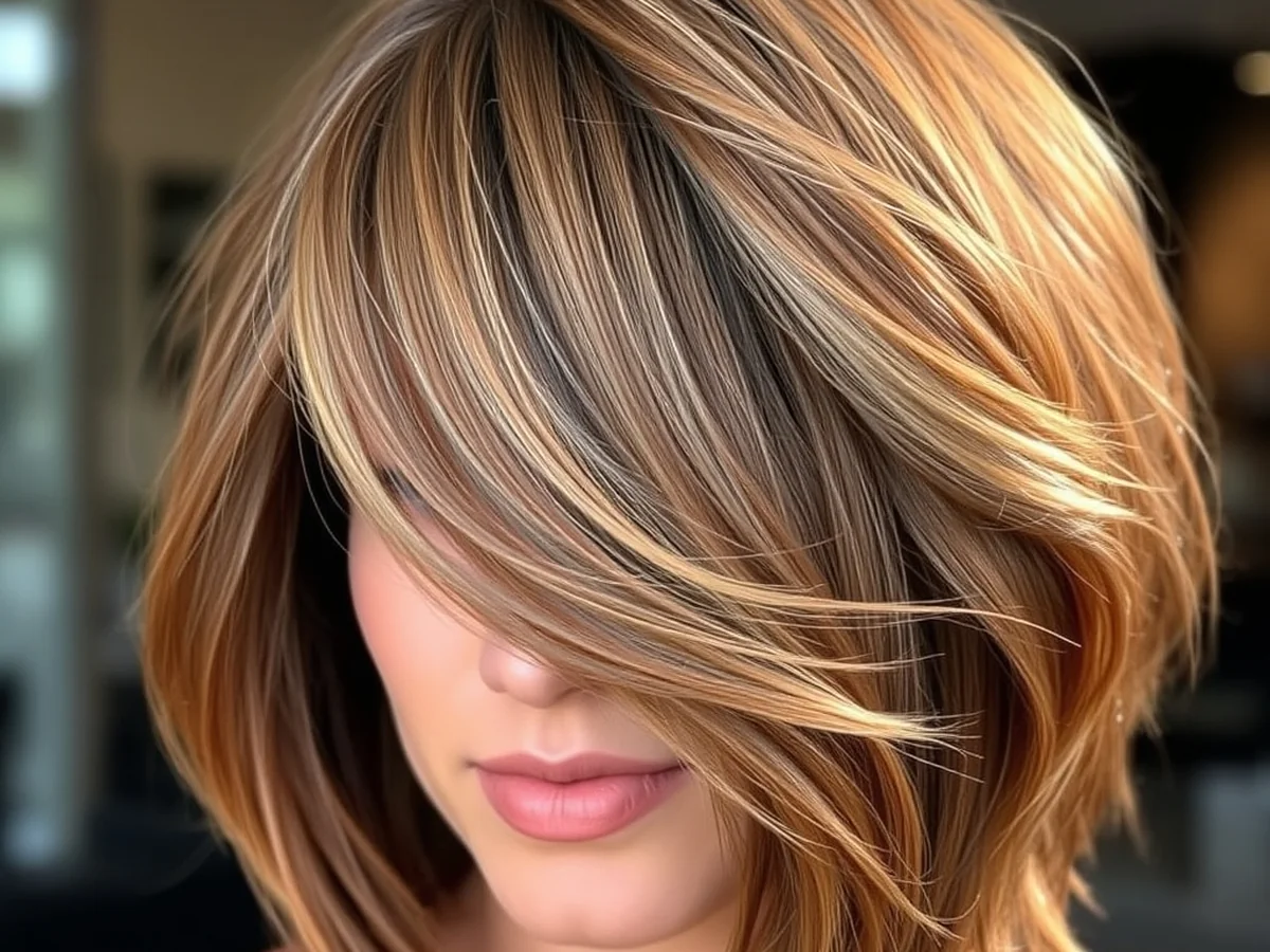 Textured caramel bob balayage - caramel balayage hair color