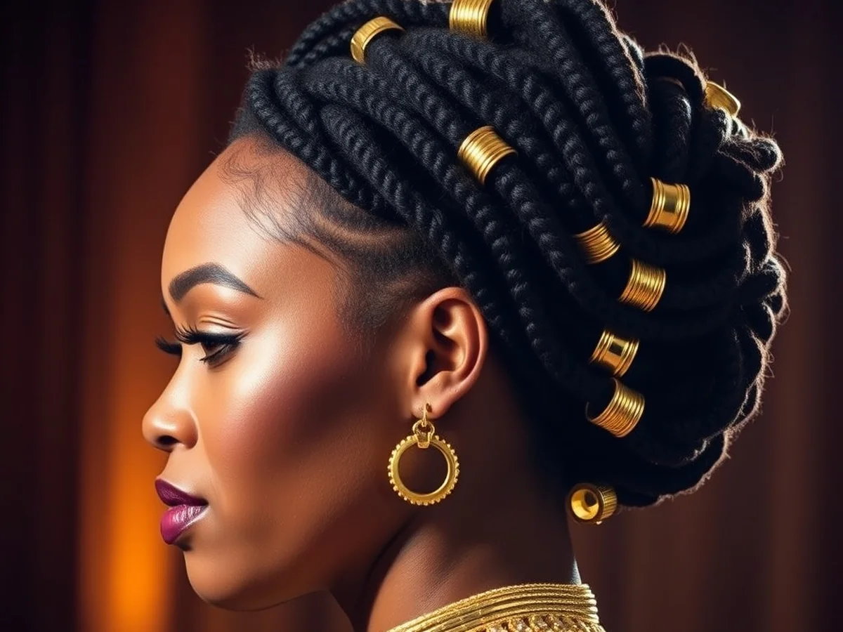 Gold Cuff Loc Updo - loc style for long hairs