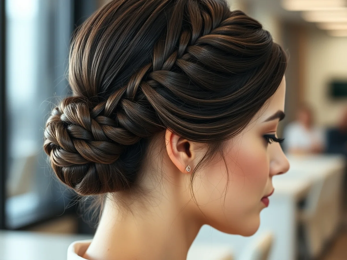 Braided Low Bun - office going hairstyle