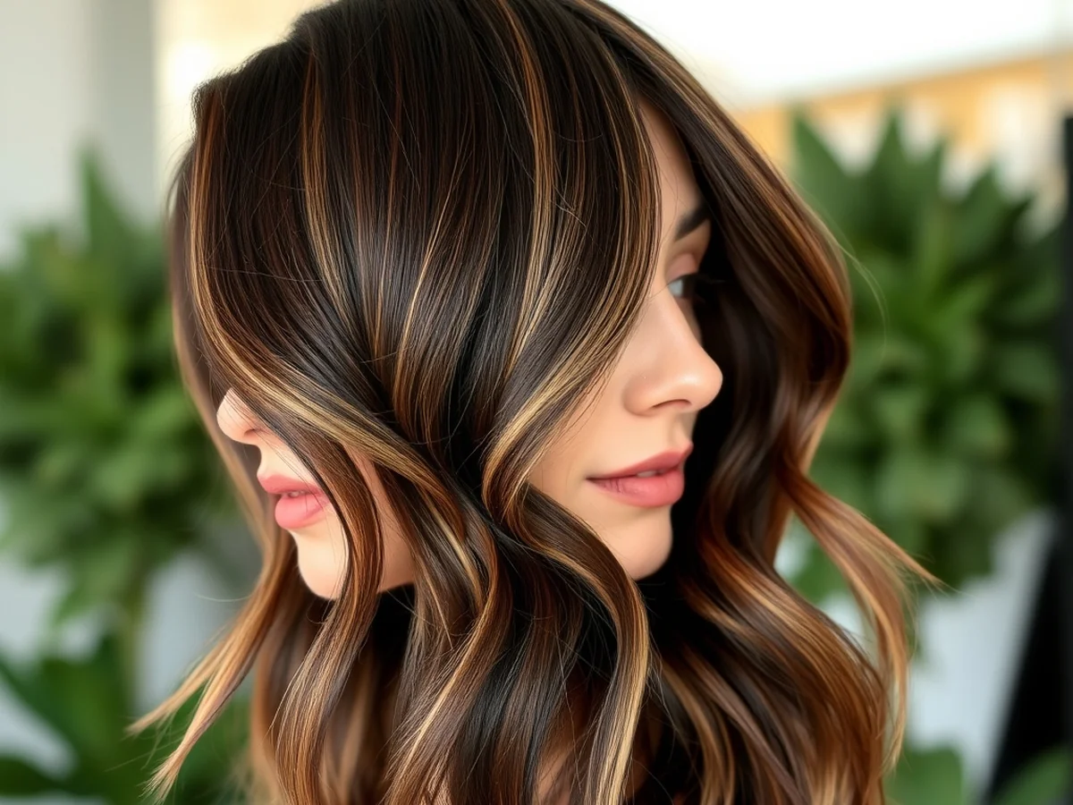 Chocolate Ribbon Highlights - spring brunettes hair color