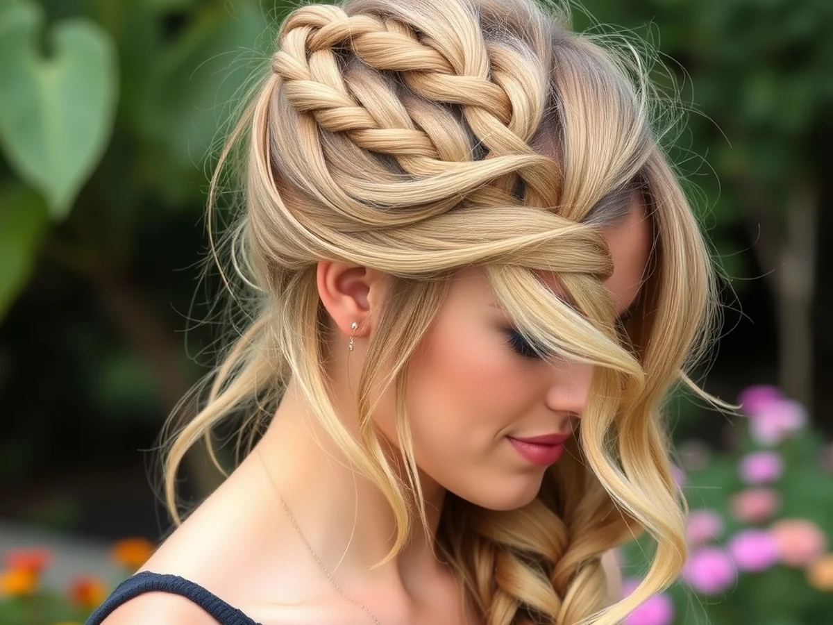 Boho Side Braid - updos for thin hair