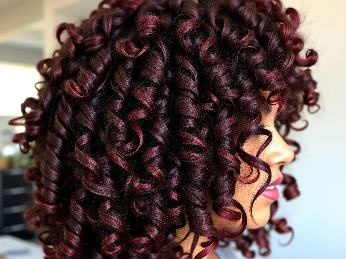 Curly Texture Depth - wine red hair color